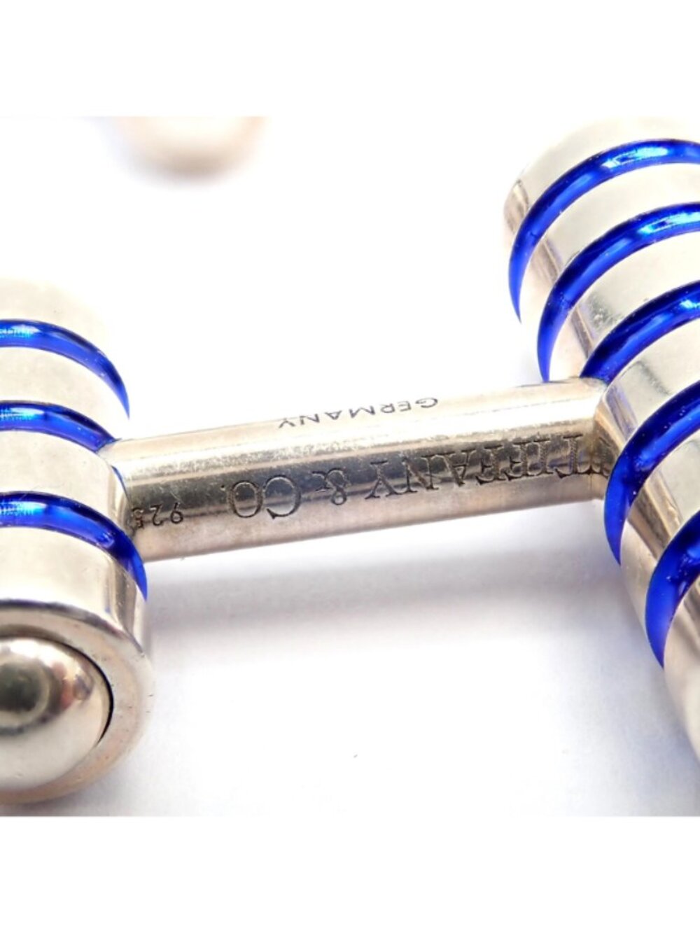 Tiffany & Co. Picasso Sterling Silver Cobalt Blue Enamel Cufflinks Germany - Picture 4 of 10